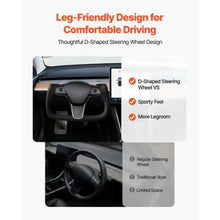 Tesla Model 3 Steering Wheel 2016–2023 Heated Carbon Fiber Flat-Bottom Design Non-Slip Leather Grip (Black)