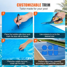 28 x 14 ft Solar Pool Cover 12 mil Rectangle Solar Blanket for Inground & Above Ground Pools (Blue)