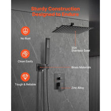 12" Rainfall Shower System with Handheld – (Matte Black)