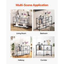3-Tier Glass Console Table – Modern Black Sofa Table with Iron Legs