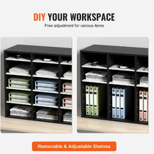 27-Compartment Wood Literature Organizer with Adjustable Shelves MDF Mail Center (Black & White)