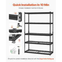 5-Tier Heavy Duty Storage Shelves, 2500 lbs Capacity