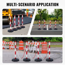 Adjustable Traffic Delineator Post Cones 4 Pack with Fillable Base & 8FT Chain Red & White for Parking Lot & Road Safety