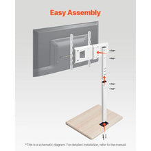 Rolling TV Stand on Wheels Mobile Cart for 32-70 Inch Screens 25° Rotation Height Adjustable Supports Up to 99 lbs Max VESA 600x400mm Single Bracket One-Layer Tray