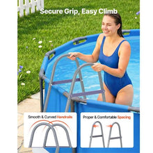 4-Step Above Ground Pool Ladder for 48 in Pools Steel A-Frame Non-Slip Wide Steps 300 lb Capacity (Gray & White)