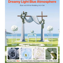 21' Ft Blue and White Wedding Arch Draping Fabric Reception Backdrop Wedding Decoration Artificial Wedding Arch Flowers Kit XH-HQ06 (Pack of 4)