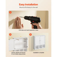 Bathroom Wall Cabinet 2 Doors Adjustable Shelf Over-the-Toilet White with Shelves & Open Partition