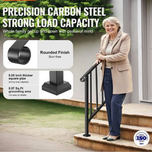 2-3 Steps Black Porch Deck Handrails for Outdoor for Seniors
