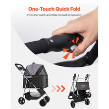 4 Wheels Dog Stroller With 35lbs Detachable Carrier GS302