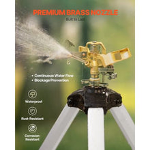Impact Tripod Sprinkler Brass 360° Irrigation Sprinkler with Adjustable Height & 3/4" Connector for Yard (Gray)