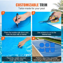 24 x 12 ft Solar Pool Cover 12 mil Rectangle Solar Blanket for Inground & Above Ground Pools (Blue)