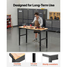 48 x 20-Inch Adjustable Workbench 2000 LBS Capacity Height Adjustable Oak Wood Top Power Outlets