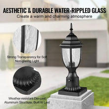 2 Pack Dusk to Dawn Outdoor Post Light 15.35 in Waterproof Lamp Post Fixtures with Glass Shade for Garden Pathway