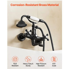 Clawfoot Tub Faucet Wall-Mount Bathtub Filler with Handheld Shower Matte Black Adjustable Arms & 360° Spout