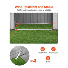6 x 4 FT Metal Garden Shed Outdoor Storage Shed Lockable Doors 4 Louver Vents Peak Roof (Gray)