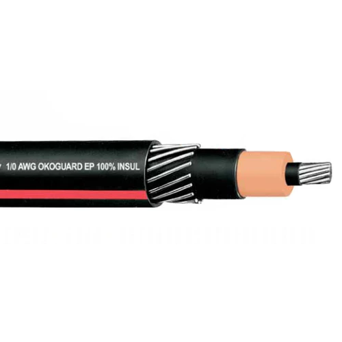 160-23-3069 1/0 AWG 1C Solid Aluminum Shield 1/3 Neutral 133% EPR Concentric BC PE Okoguard URO-J 15KV URD Cable