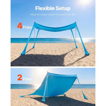 10x10 Ft Beach Tent Sun Shelter UPF50+ UV Protection Easy Pop-Up Canopy with Sandbags & Poles