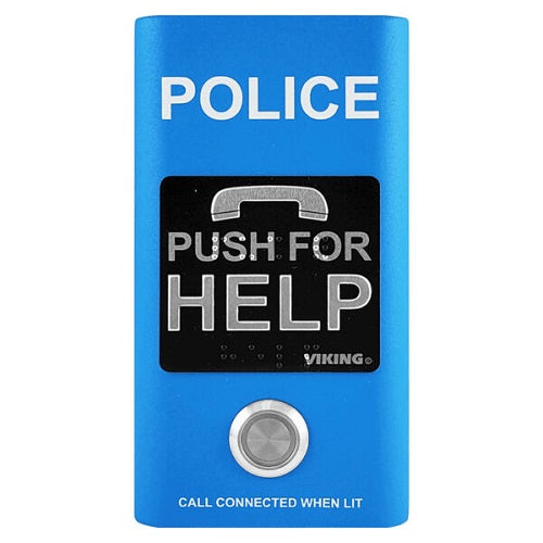 Compact VoIP Emergency Phone Blue Finish with “Police” Verbiage VIK-E-1600-BLP-IP