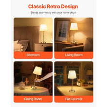 Cordless Table Lamp 5200mAh Rechargeable Battery 3-Level Brightness Fabric Shade 2700-3000K for Restaurant, Bedroom Bar Counter