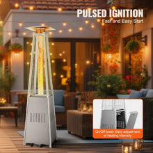 48,000 BTU Pyramid Propane Patio Heater Quartz Glass Tube Outdoor Flame Heater (Silver)