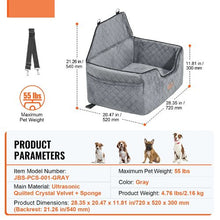 55 lbs Dog Booster Car Seat Pet Car Seat Small Dog up to Gray for Car JBS-PCS-001-GRAY