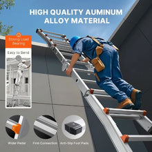 17 FT Telescoping A-Frame Ladder Compact Aluminum Extension Ladder Portable Collapsible RV Ladder 330 LB Capacity