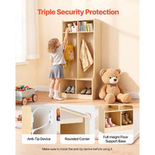 Wooden Kids Coat Locker with 4 Hooks & Storage Cubbies (Natural)