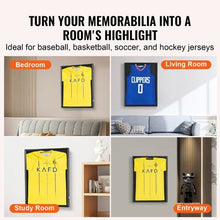 Sports Jersey Frame Display Case 23.3 x 31.2 in Lockable Shadow Box with UV Protection (Black)