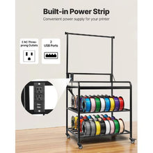 3-Tier 3D Printer Filament Storage Rack with Wheels Filament Holder & Organizer (Black)