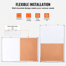 36" x 24" Whiteboard & Cork Board Combo with Aluminum Frame 2-in1 Magnetic for School Office