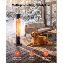 Infrared Heater 1500W Electric Space Heater 8 Heat Settings Remote 8H Timer (Black)
