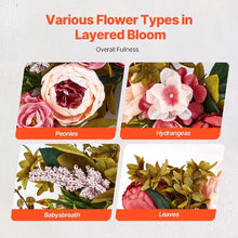 19 Inch Pink Peonies Hydrangeas Year Round Wreath Artificial Decorative Wreath WA53362