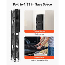 5-Tier Foldable Storage Shelf with Wheels & Hooks (Black)