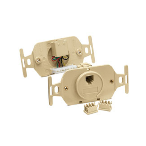 6P4C USOC Round Telephone Wallplate Insert Ivory 41054-IDD