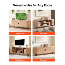 Boho TV Stand for TVs up to 58 In Entertainment Center with Adjustable Shelves & Rolling Door 350 lbs Load - (Burlywood)