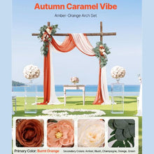 21' Ft Burnt Orange Wedding Arch Draping Fabric Reception Backdrop Wedding Decoration Artificial Wedding Arch Flowers Kit XH-HQ04 (Pack of 4)