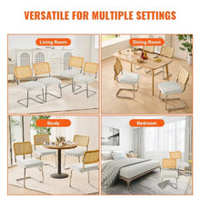 Set of 4 Mid-Century Rattan Dining Chairs with Velvet Upholstery
