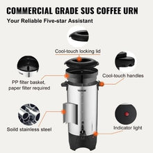 50 Cups Commercial Coffee Urn Stainless Steel Quick Brewing for Easy Cleaning Silver
