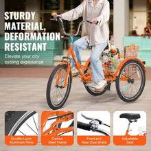 24" Folding Adult Tricycle 7-Speed 3-Wheel Cruiser with Basket for Women Men