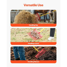 Heavy Duty Manure Fork – 18-Tine Angled Pitchfork with 61" Fiberglass Handle for Stable Hay & Farm Cleaning