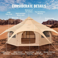 16.4 Ft Canvas Bell Tent – 4-Season Camping Tent for 8 People