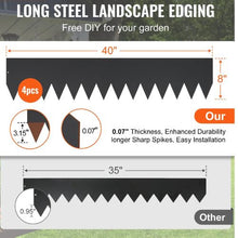 8 Inch x 13.3' Ft Hammer-in Edging Border with 6 Clips Steel Garden Edging Borders Steel Landscape Edging (Pack of 4)