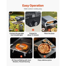 Outdoor Pizza Oven 12" Propane Gas Pizza Maker with Electric Rotation Pizza Stone & Carry Bag (Black)
