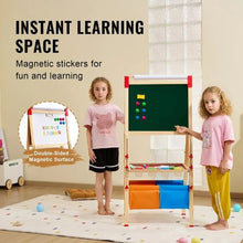 Kids 3-in-1 Wooden Art Easel – Double-Sided Magnetic Whiteboard & Chalkboard with Paper Roll