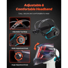 Auto Darkening Welding Helmet 3.94" X 3.15" True Color Solar-Powered, 4 Arc Sensors, Shade 4/5-9/9-13 for TIG MIG Welding - METIS Series