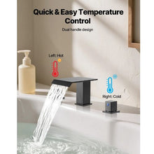 Roman Tub Faucet 3-Hole Waterfall Bathtub Faucet 2 Handles Deck Mount Drip-Free (Matte Black)