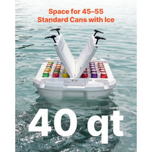 40 QT Floating Cooler with Wheels & Tow Rope Floating Ice Chest with Dry Storage (White)