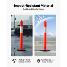 48" Traffic Delineator Posts Safety Cones with Weighted Base & Reflective Strips for Construction & Crowd Control (12 Pack)