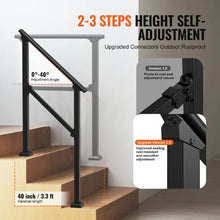 2-3 Steps Black Outdoor for Seniors Porch Deck Handrails FG-23-2 (2 PCS)