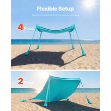 10 x 10 ft Beach Tent Sun Shelter UPF50+ Sun Protection 6.6 ft Tall with Sandbags for Family Outings Camping (Green)